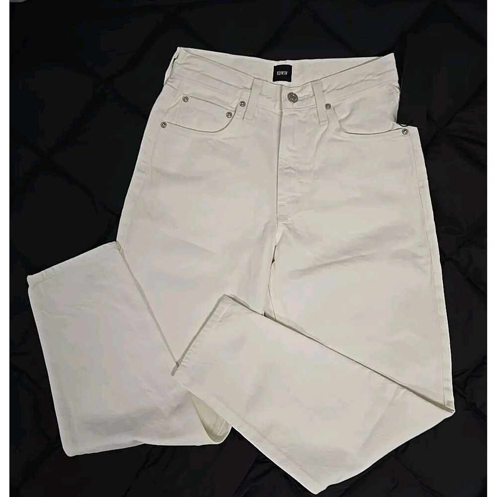 EDWIN Anderson Ankle High Rise Straight Leg Jeans Ivory White Women's Sz 25 $178